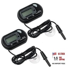 Pack of 2 LCD Digital Aquarium Thermometers - Fish Tank Water Terrarium
