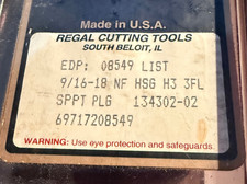 Regal Cutting 9/16-18 Sp Pt Taps 3pc LOT