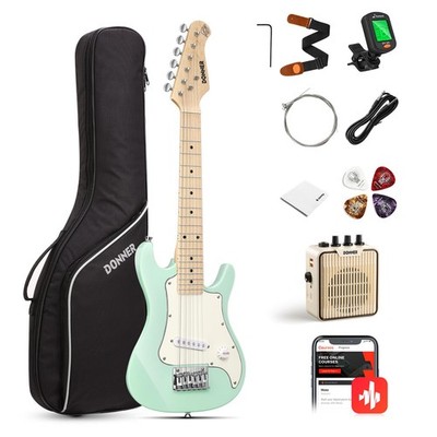 Electric Guitar 30 Inch Kids Beginner Kit Green Amp Tuner Donner DSJ-100 Kits