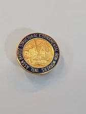 Intl Assn Bridge Structural & Ornamental Iron Workers Union Pin Screw-Back RARE