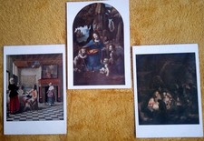 Set of 3 National Gallery Cards of Artworks Leonardo Da Vinci Rembrandt De Hooch
