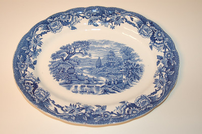 Ridgeway Staffordshire Windsor blau Servierplatte , Fleischplatte ,Oval 31x25 cm