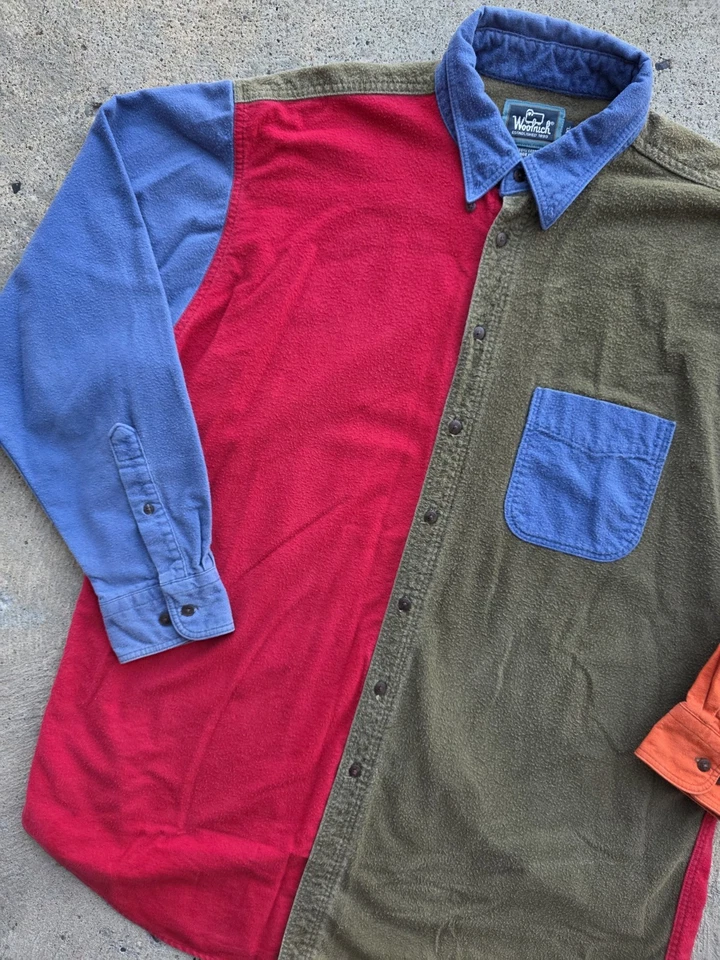 Camisa de franela gamuza Woolrich vintage bloque de colores para hombre talla extra grande 4 tonos Foto 2 de 4