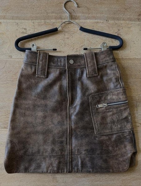 Women Ganni Skirt Brown Leather XS