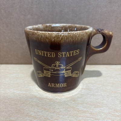 Hull Pottery USA Brown Drip Glaze Coffee Mug United States Armor Vintage