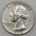 1963-P Washington Quarter - Raw - Circulated condition - Some Wear - 90% Silver