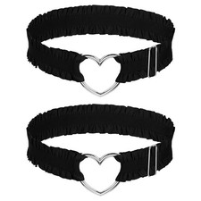 2 Pcs Adjustable Heart Lace Thigh Garters, Black Garters Belt, Women's Adjust...