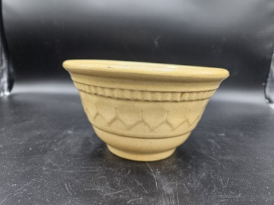 #ad Rare American Antique 1800s Mold Decorated Bowl Yellow Ware Pottery $150.00