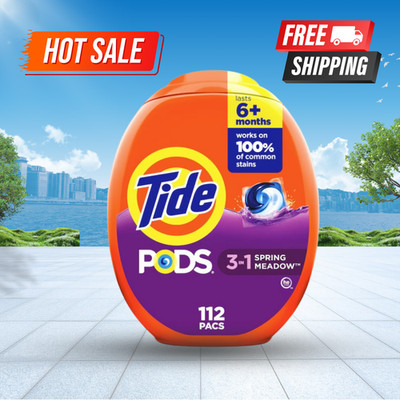 [HOT SALE] Tide PODS Spring Meadow HE Detergent Pacs 112 Count 112 Loads New