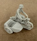 Marx Battleground German Motorcycle & Sidecar Light Gray Plastic 1960s Playset