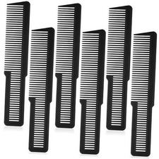 6 Pieces Clipper Barber Comb Professional Flat Top Combs for Stylists Black