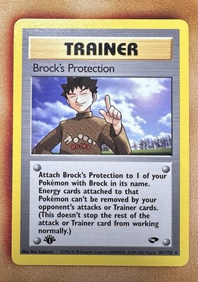 Brock's Protection 101/132 1ST EDITION Rare Gym Challenge Pokemon Card
