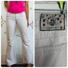 Y2K Off-White MUDD Low Rise Flares Fairy Grunge Boho Bell Bottom Jeans 3