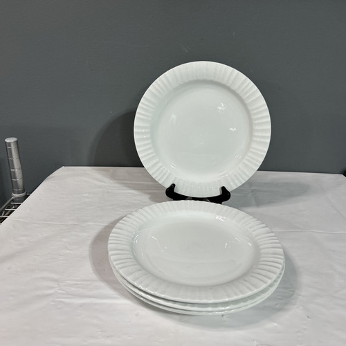 SET OF 4 CorningWare Tableware FRENCH WHITE Stoneware 10 5/8" Dinner Plates Sh7 - Bild 1 von 4