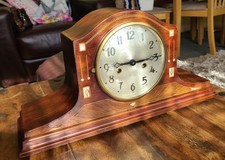 Edwardian Napolean Mahogany Mantel Clock Antique. Good Working Order. Gong Chime