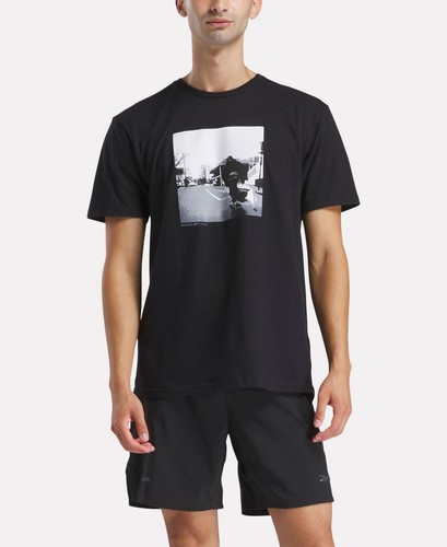 Reebok Herren Regular Fit Kurzarm T-Shirt Shirt Large Schwarz Einfarbig