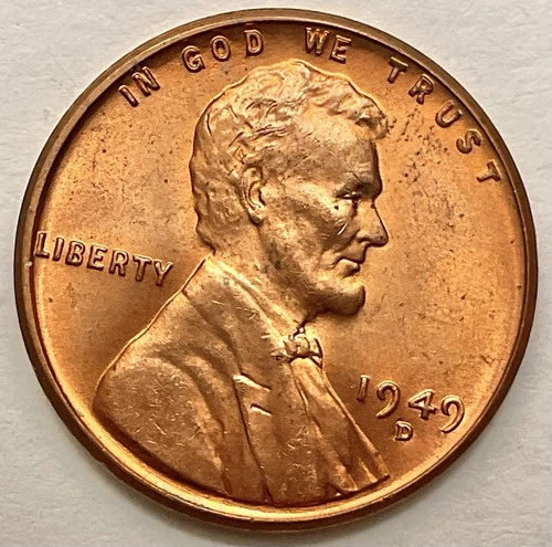 1949-D  Uncirculated BU Red RD - Lincoln Wheat Cent ~ B842