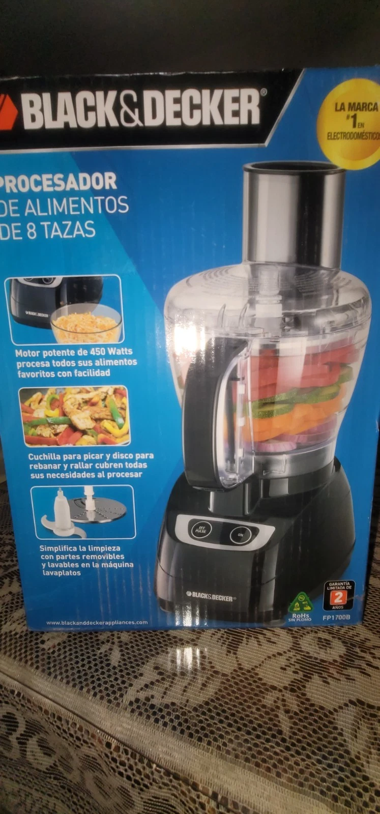 BLACK+DECKER Easy Assembly 8-Cup Food Processor, Black, FP1800b RARE. NIB