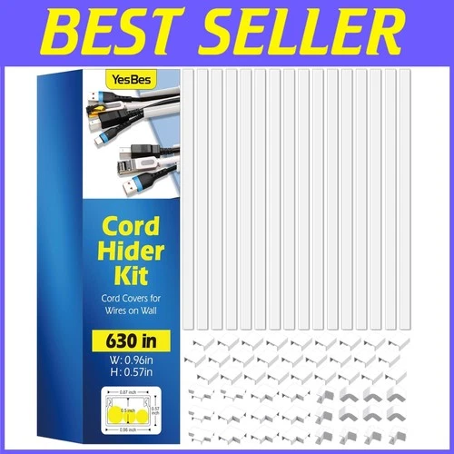 Paintable Cord Covers for Wall Wires, 630in