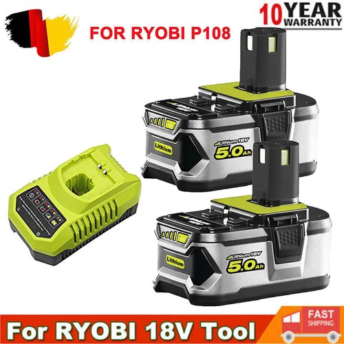 18V 9.0Ah Akku für RYOBI One+ Plus Lithium RB18L50 P108 P109 Batterie/ Ladegerät - Bild 34 von 35