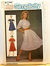 Simplicity 6740 top stitch pocket DRESS bias skirt 16 bust 38 pattern Uncut 1984