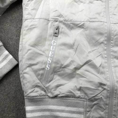 Guess Jacket Mens Large Gray Windbreaker Embroidered Logo Full Zip Pockets * - Picture 9 of 17