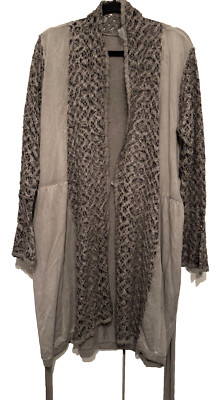 Tredy Jacke Mantel Wickeljacke Cardigan Gr. 44 ( 42 46 ) grau eiffelturm