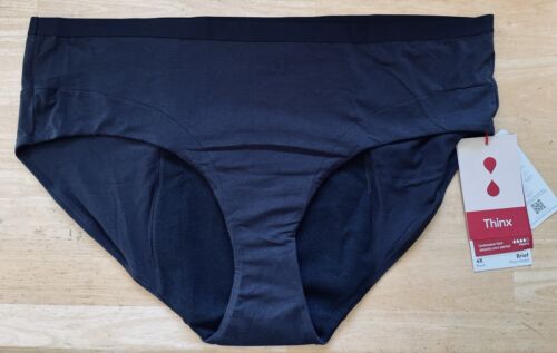 Thinx Modal Cotton Brief Super Absorbency Period Panties in Black-Plus Size 4X