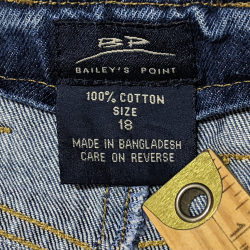 Vintage 90er Y2K Denim Jeans Maxirock Damen 18 (38x34,5) Grunge Western bescheiden - Bild 3 von 6