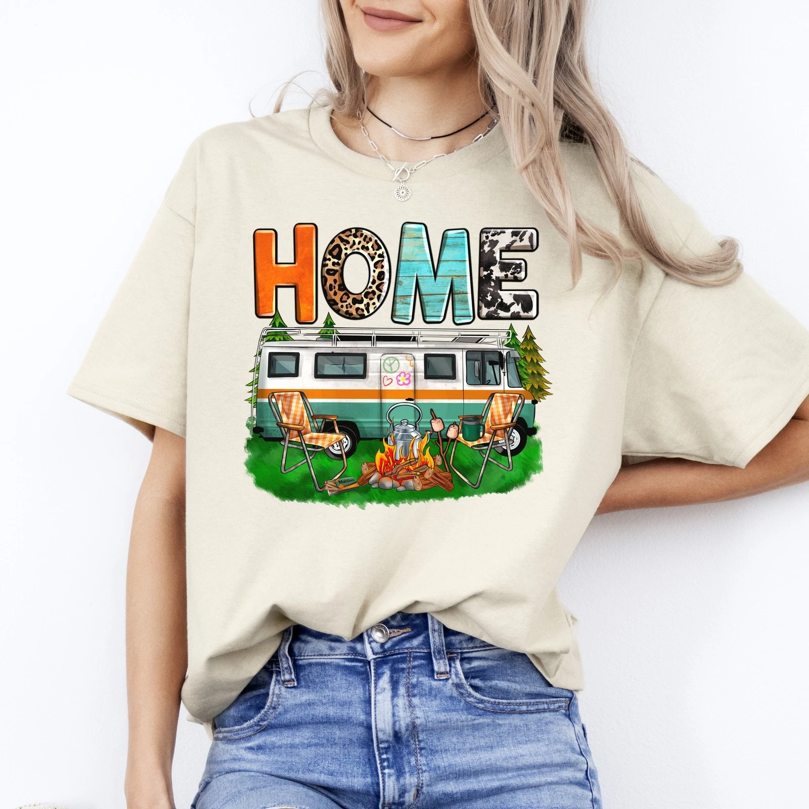 Home camping T-Shirt gift Summer Caravan camper Unisex tee Sand White Sport Grey
Opens in a new wind