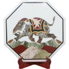 24" White Marble Coffee Table Top Big Elephant Precious inlay Furniture Decor