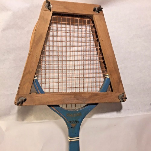 Early Vtg Wooden Spalding FASTPLAY Tennis Racquet w Orignal Wood Press Brace - Picture 8 of 10