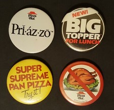 4 Pizza Hut Employee Apron Pins Super Supreme Pan Pizza 1984 Priazzo 1985