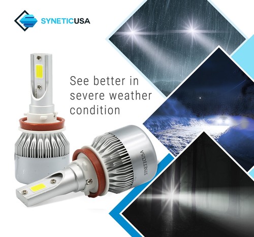 2 Sided H11 H9 LED Bulbs For Low Beam / Fog Lamp Kit Light Bulbs 6000K White - Picture 5 of 9