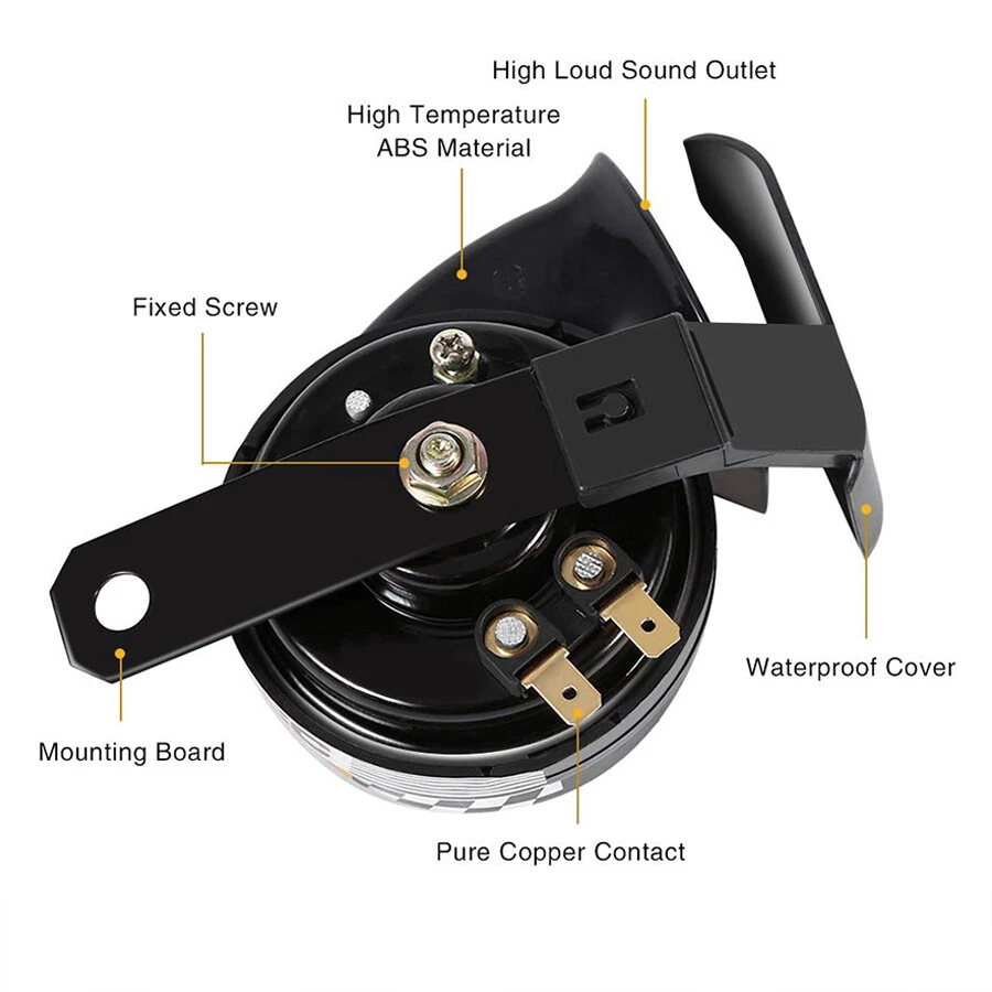 Bocina de motocicleta 12V negra fuerte para Yamaha V Star 250 650 950 1300 clásica EE. UU. Foto 4 de 4