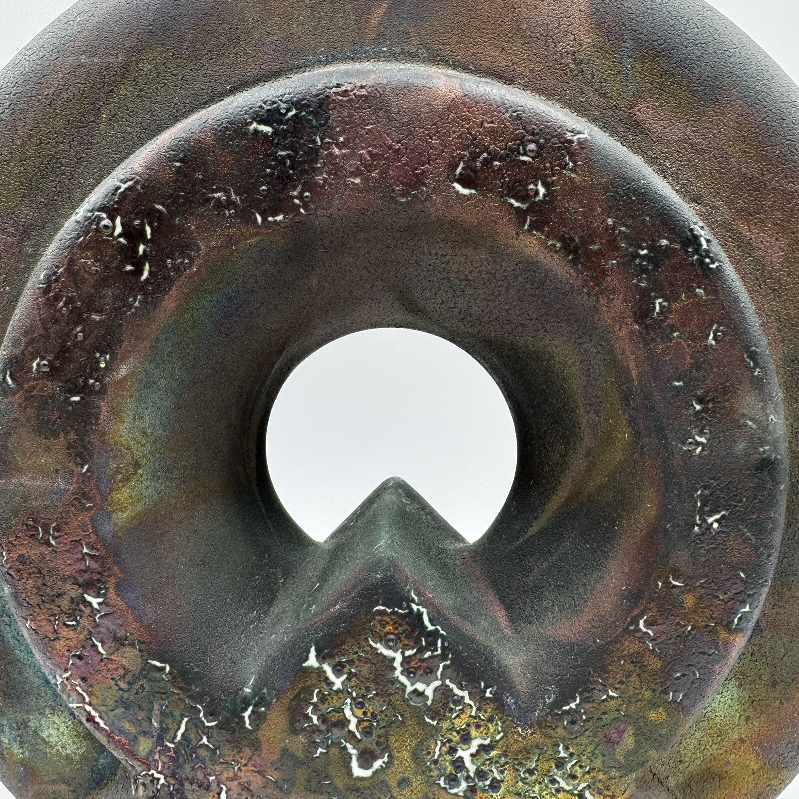 Signed William K Turner Studio Art Pottery Raku Round Iridescent Table Vase