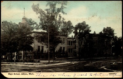 Postcard MI Albion Michigan High School 1913 C22