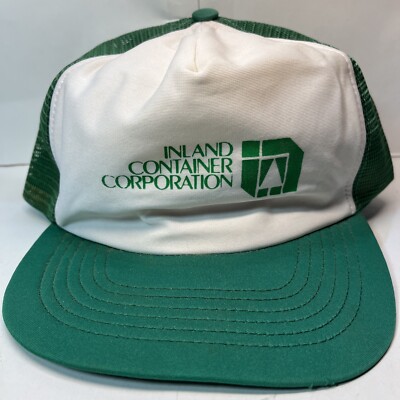 Vintage Inland Container Corporation Green Mesh Snapback Shipping Trucker Hat