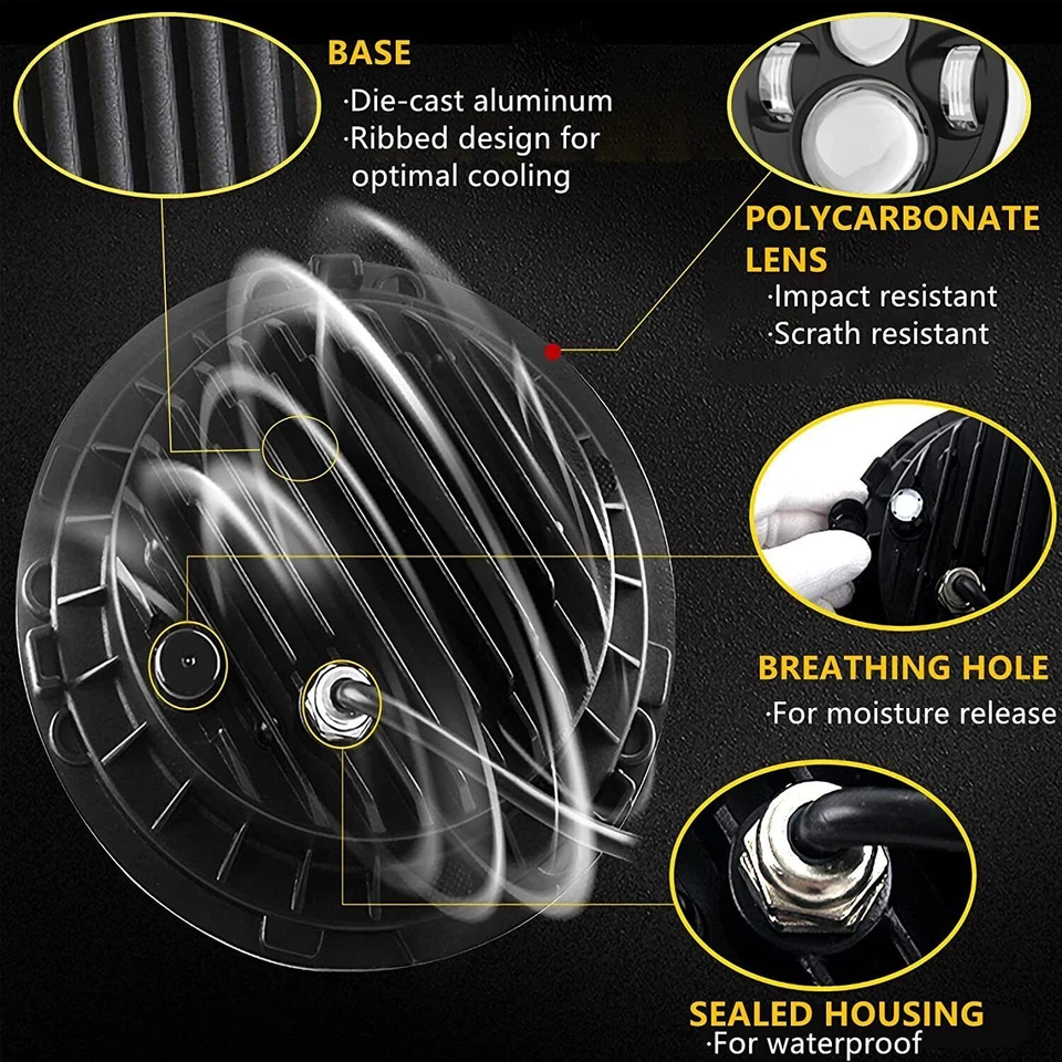 7" inch Round LED Halo Headlights For 2002-2006 Mercedes Benz W463 G Class Wagon Foto 3 de 4