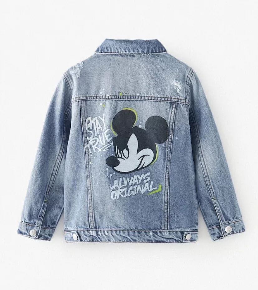 Zara - Fleece-Lined Mickey Mouse Disney Denim Jacket - Blue - Unisex