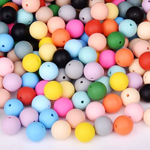 100Pcs Silicone Beads Bracelet Making kit, 15mm Soft Rubber Round
