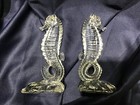 PADEN CITY CLEAR CRYSTAL SEAHORSE BOOKENDS pair COASTAL nautical SEA VTG 1930’s — photo 9