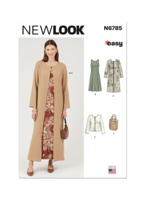 NEW LOOK 6785 Schnittmuster Misses Damen Kleid Jacke 10-22 EASY ungeschnitten Erwachsene