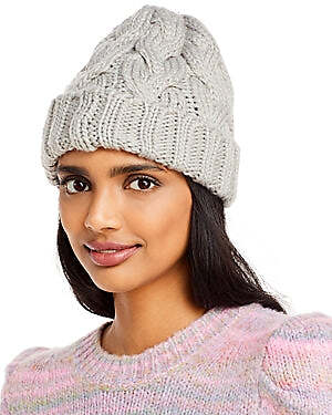 Aqua Fisherman Cable Knit Hat, Gray, One Size - Picture 1 of 2