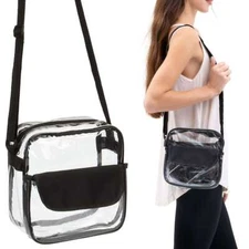 Clear Transparent Tote Bag PVC w/ Zipper Stadium Approved Shoulder Handbag Purse