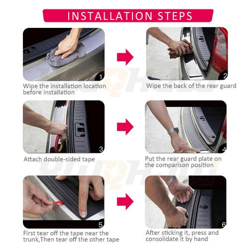 90cm Car Rear Bumper Sill Protector Plate Rubber Cover Guard Back Door Boot Trim - 第 6/12 張圖片