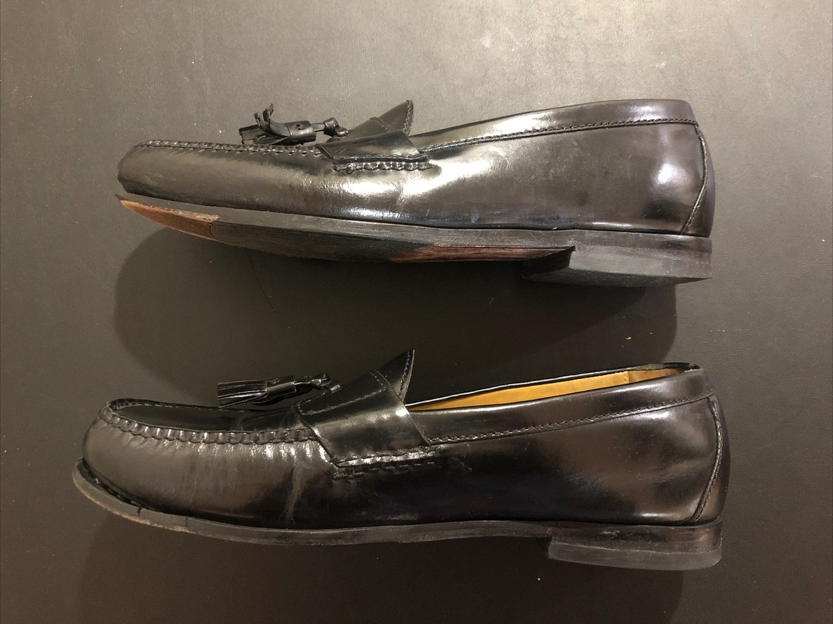 Cole Haan Air Black Leather Moc Tassel Loafers CO6587 Dress 