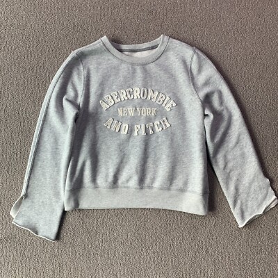 Abercrombie Fitch Hoodie XS Gray Y2K Logo Embroider Patch Spellout