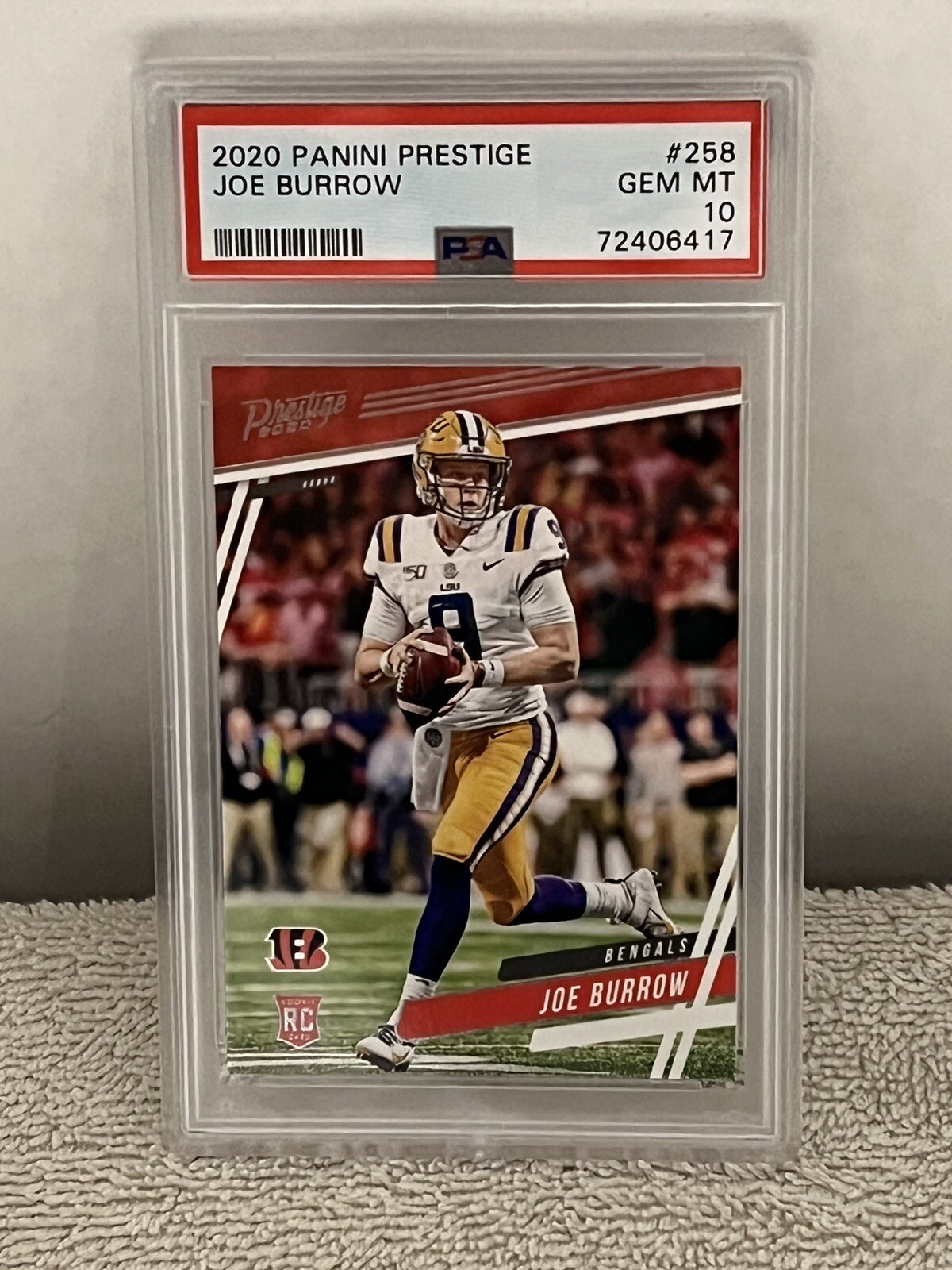 JOE BURROW 2020 PANINI PRESTIGE #258 GEM MINT PSA 10 RC ROOKIE BENGALS QB FRESH