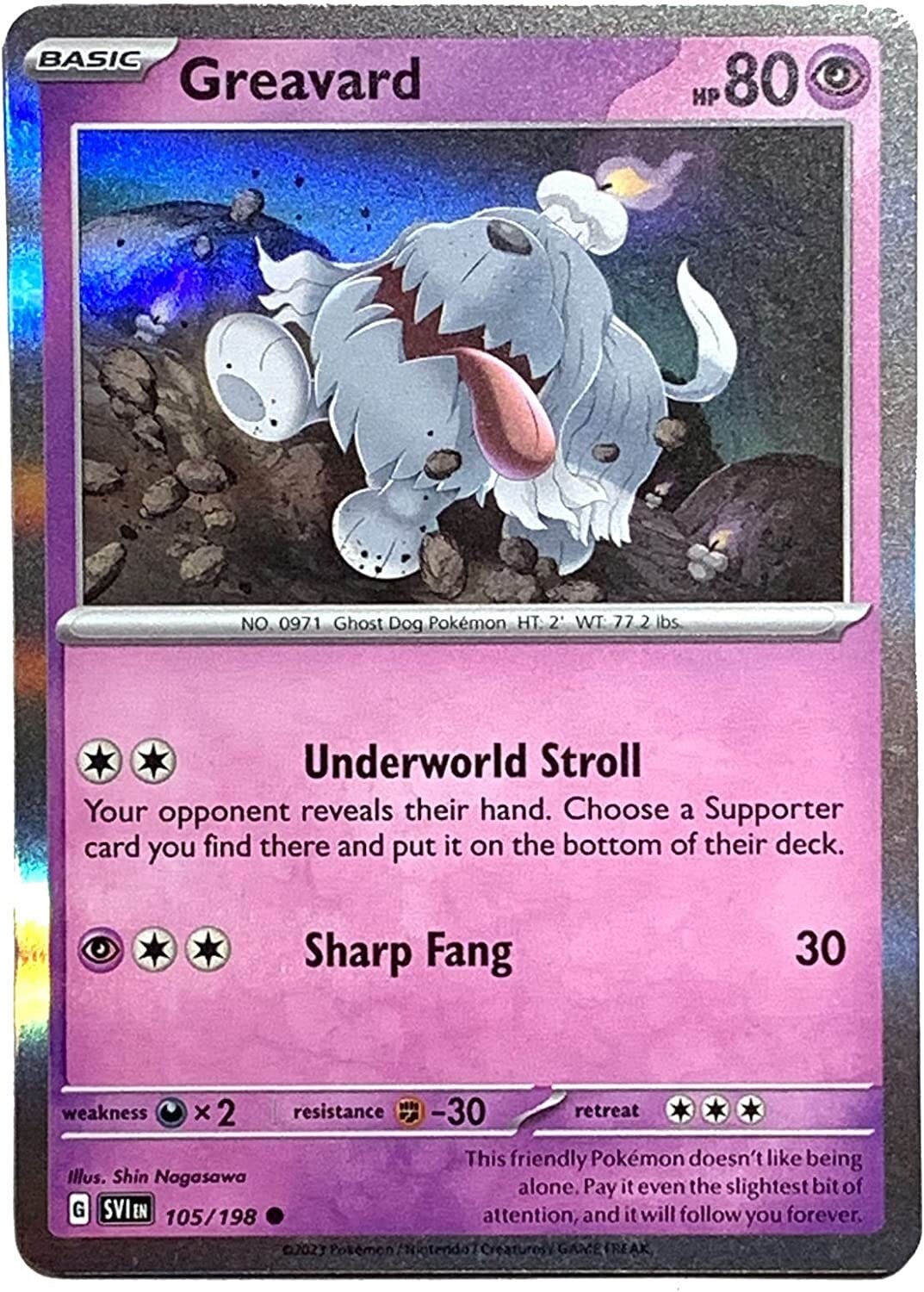 Pokémon - Greavard - 105/198 - Scarlet & Violet  - Holo Rare - NM/M